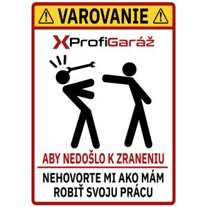 ProfiGaráž Nálepka pre mechanika 15x21cm Varovanie biele